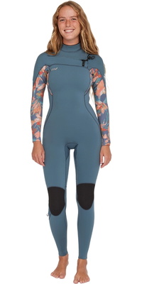 2025 O'Neill Womens Epic 4/3mm Chest Zip Wetsuit 5651 - Copen Blue / Painted Tropics